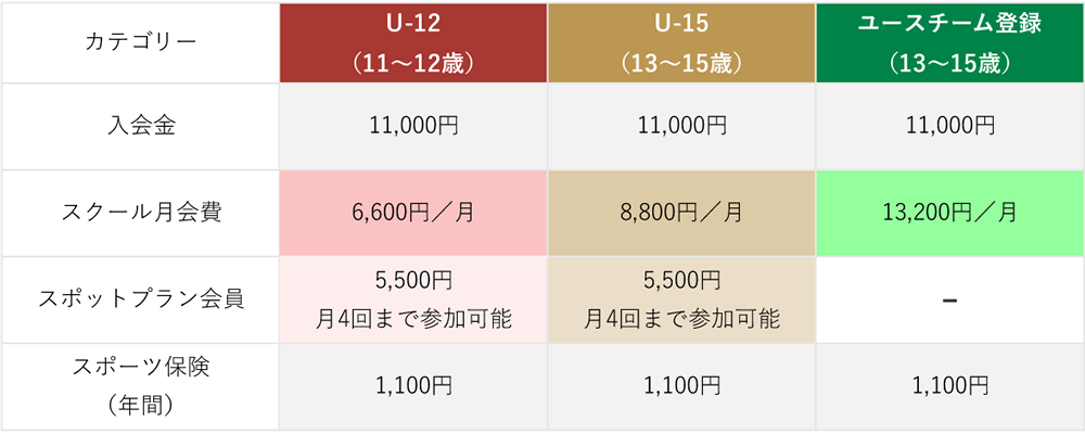 たつの市U15バスケットボールチームDRAGONの料金プラン